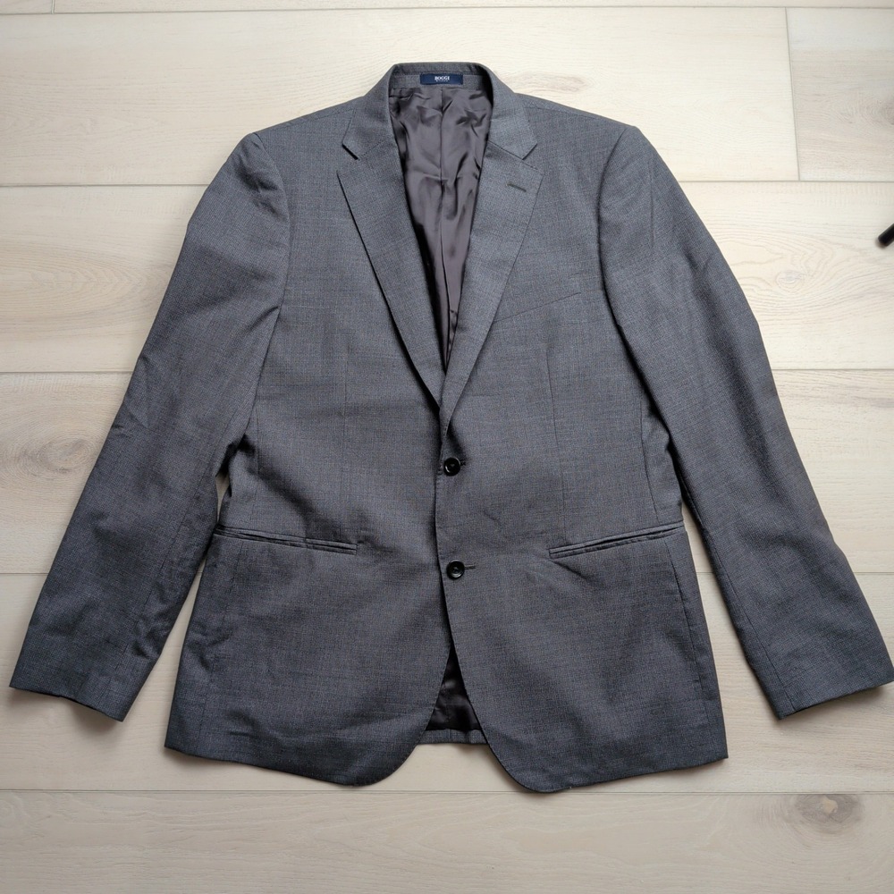 Boggi Milano Wool Blazer Sport Coat Mens 42R Grey Super 120s Italian Style